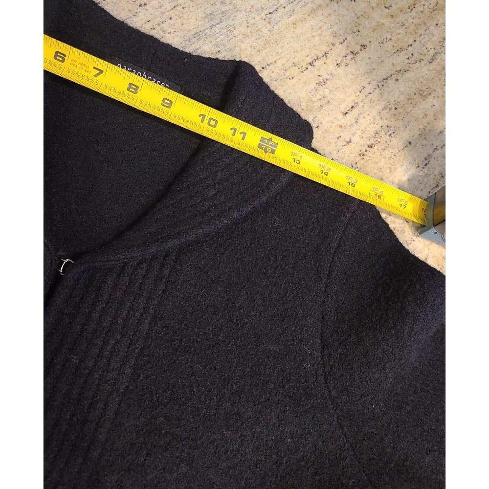 VINTAGE Paraphrase Sweater Women Sz M Wool V Neck Knit Black Collared Ribbed - Picture 3 of 15